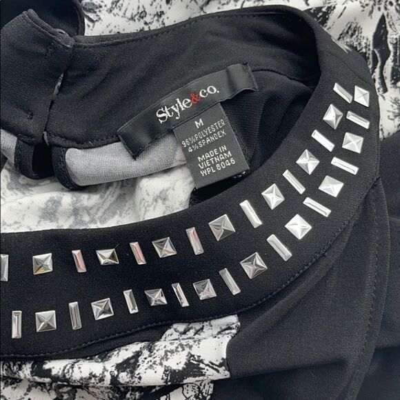 Style&Co Black & White Studded Neckline Maxi Dress MEDIUM - Picture 11 of 13